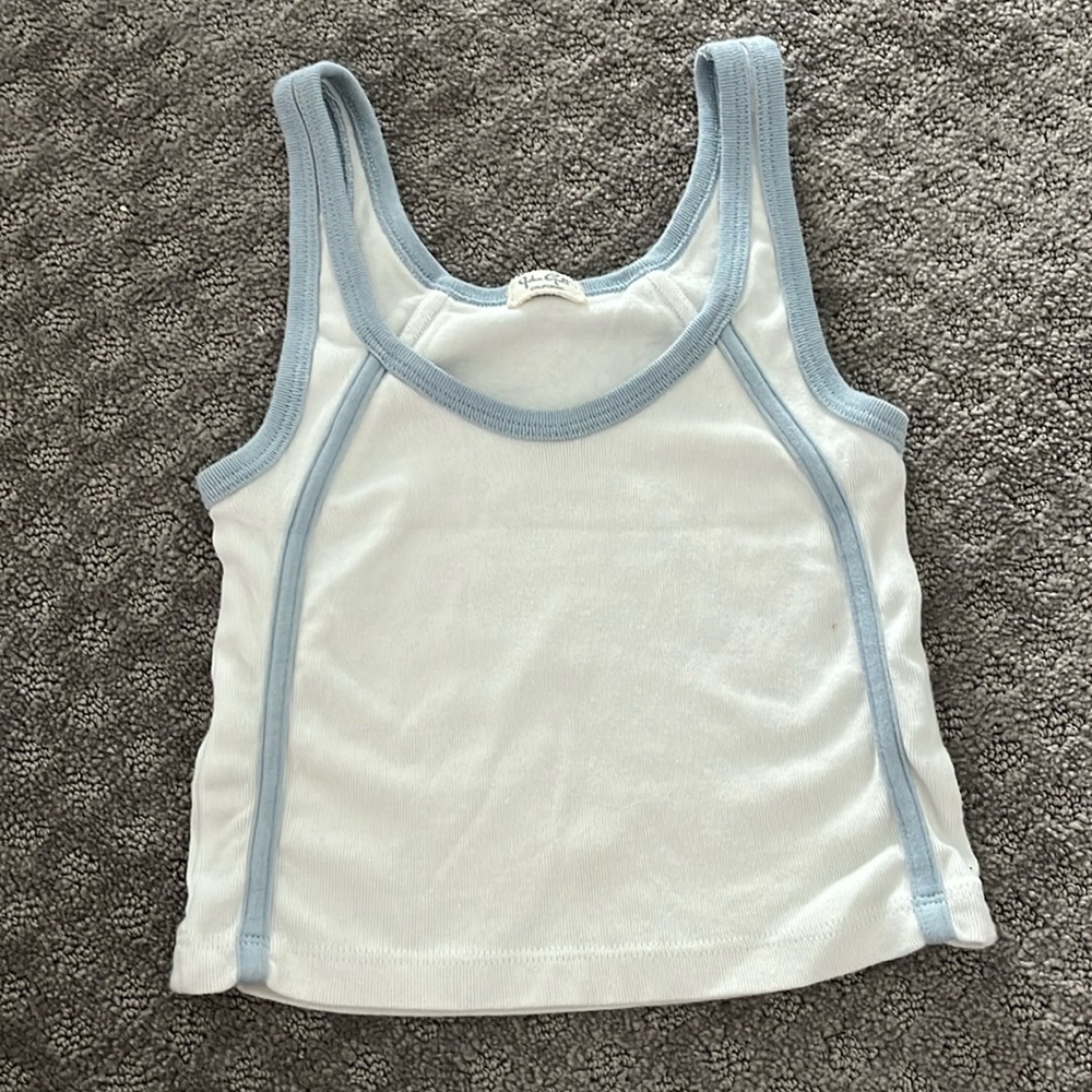 John Galt blue and white tank top